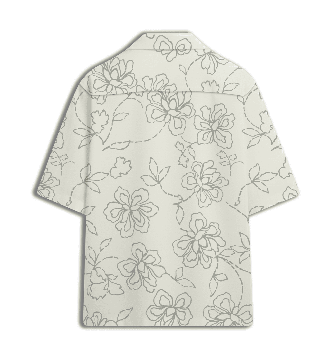 Tonal Floral Printed Cuban Collar Shirt