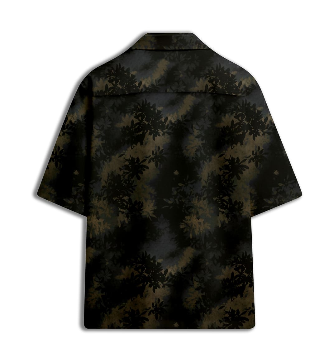 Abstract Tonal Printed Cuban Collar Shirt