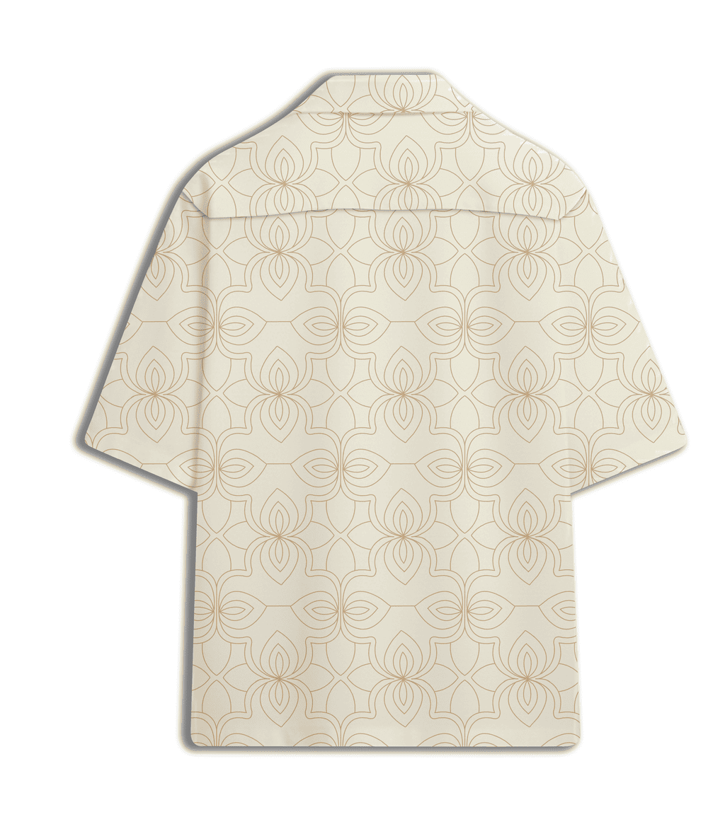 Abstract Motif Printed Cuban Collar Shirt