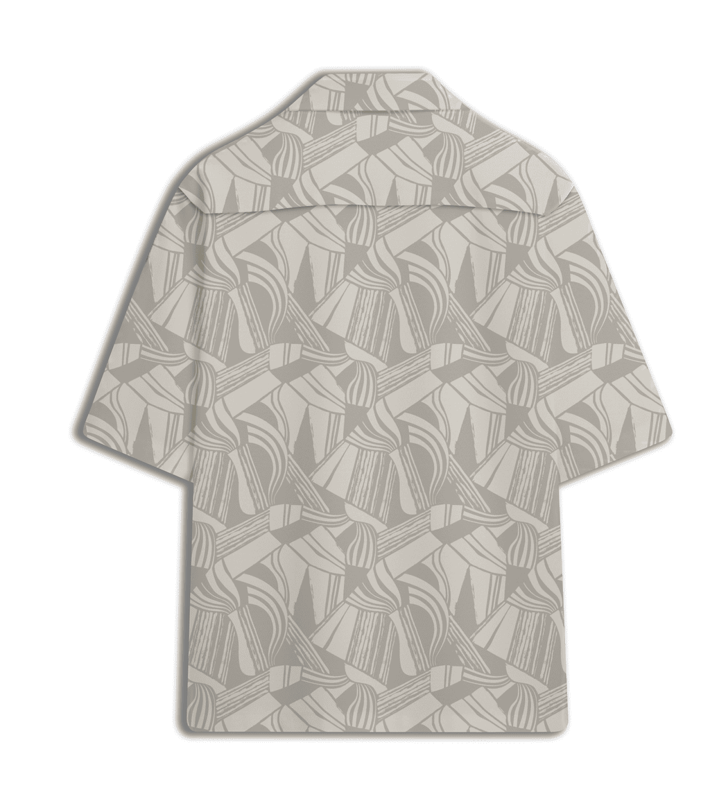 Abstract Tonal Printed Cuban Collar Shirt