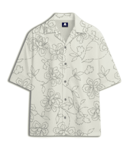 Tonal Floral Printed Cuban Collar Shirt
