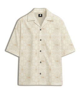 Abstract Motif Printed Cuban Collar Shirt