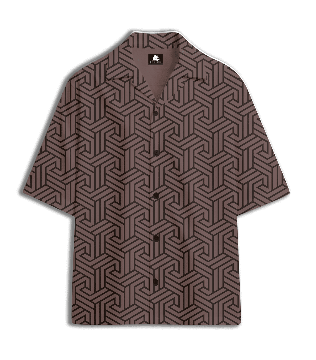 Geometric Printed Cuban Collar Shirt