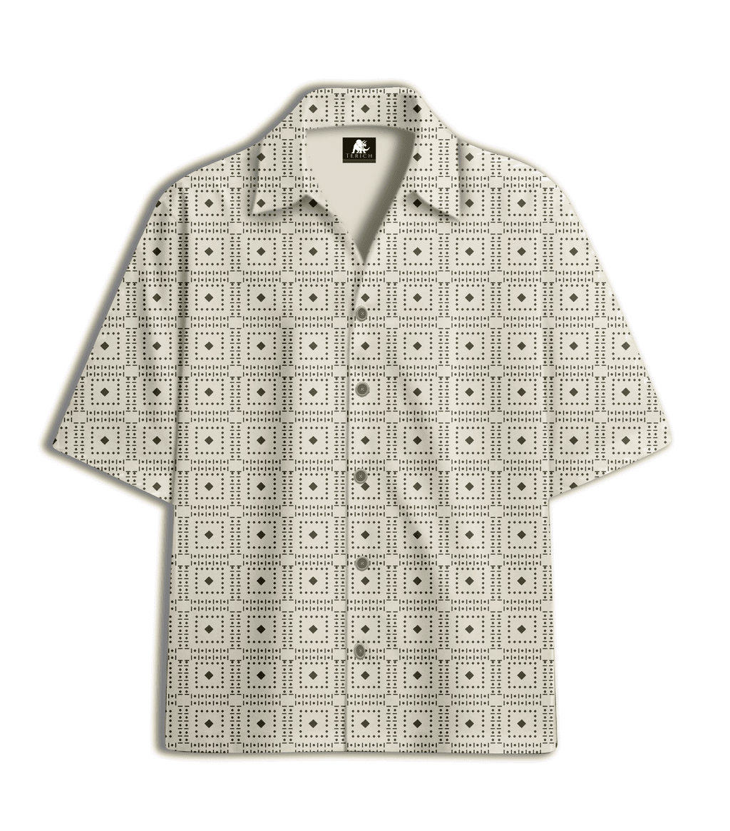 Geometric Tile Printed Regular Collar Shirt
